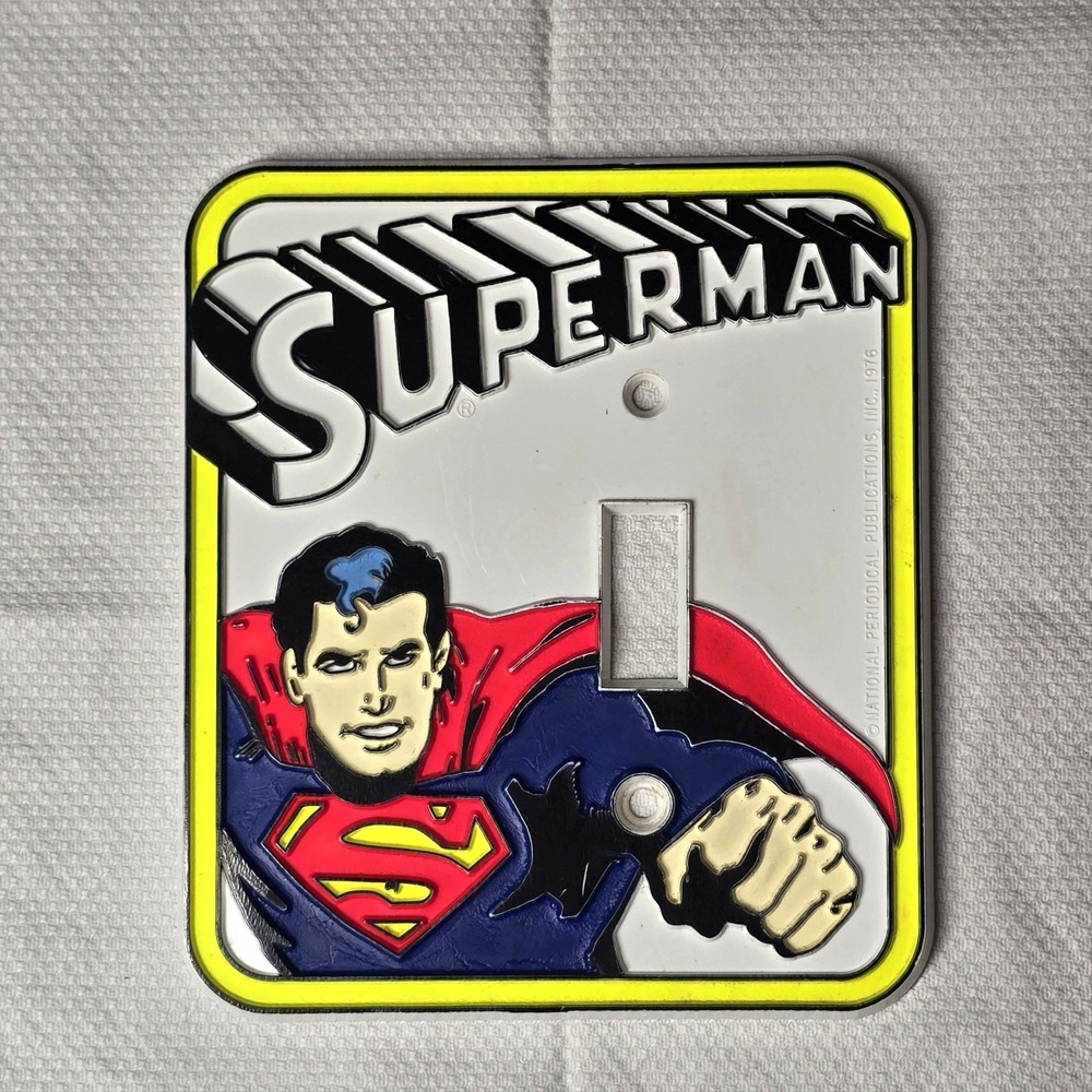 Vintage Superman Light Switch Cover Plate Glows in Dark 1970s